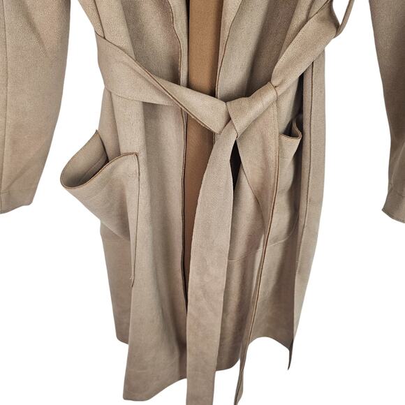 T Tahari Coat T Tahari Jacket Faux Leather Jacket Women XL Tan Belted Jacket - Picture 3 of 10